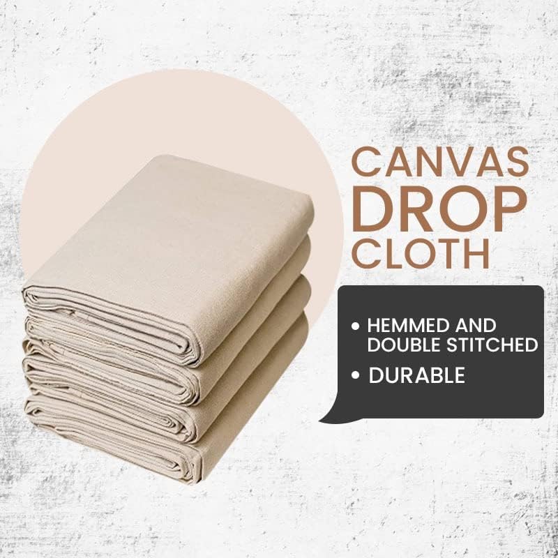 ZUPERIA Canvas Drop Cloth for Painting (Size 4' x12' Feet Pack of 4) Painters Drop Cloth for Painting, Furniture & Floor Protection All Purpose Thick Canvas tarp with Double Stitched Edges - Image 4